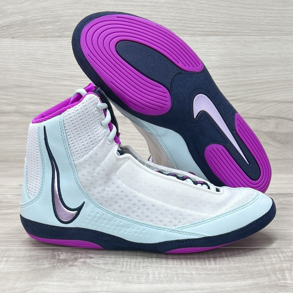 Nike Inflict 4 White Glacier Blue Violet HM9674-103 Wrestling Shoes Mens Sz 10
